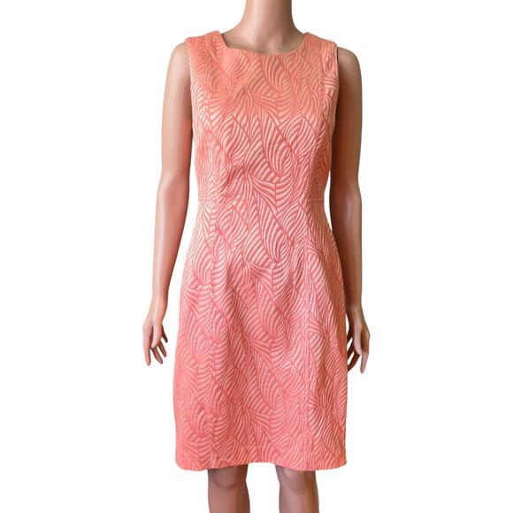 Calvin Klein Jacquard Knit Shift Dress 4 Sleeveless Career Wedding Guest Date - Picture 1 of 5